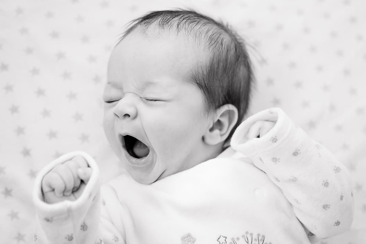 6 week old baby yawning
